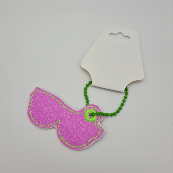 Kleiner Anhänger Brille #5 glitzerpink/neon-grün